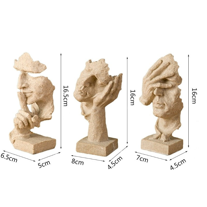 3-Piece Abstract Face Figurines