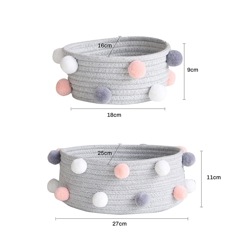 Rope and Pompom Organiser Basket