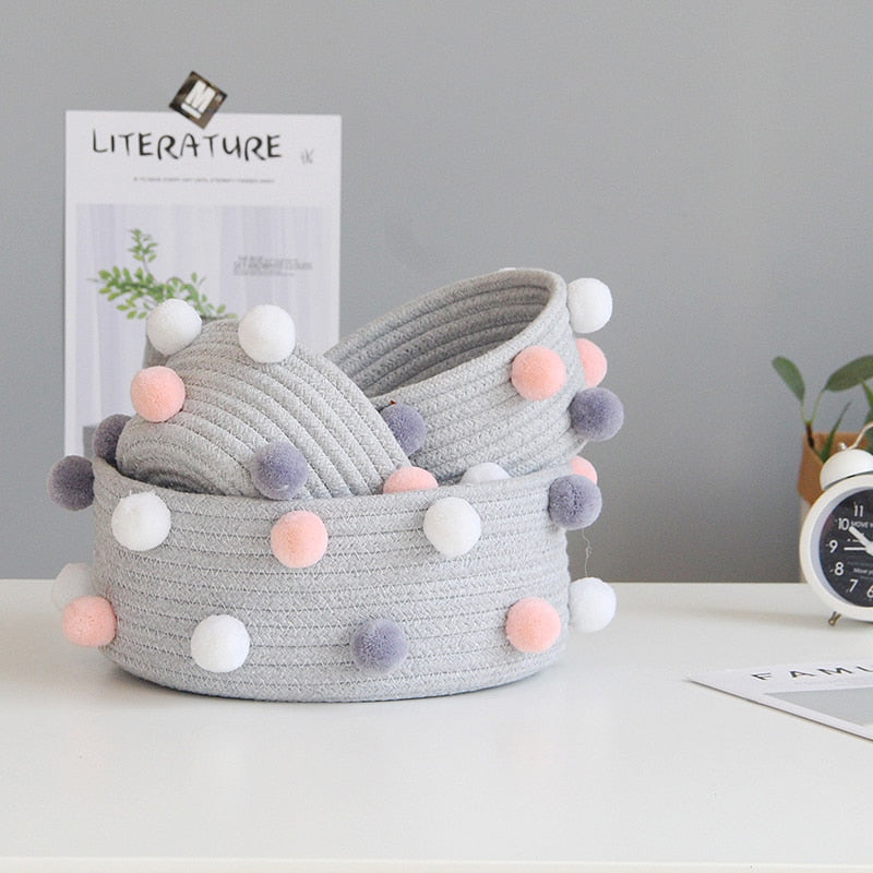 Rope and Pompom Organiser Basket