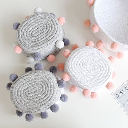 Rope and Pompom Organiser Basket