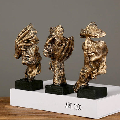 3-Piece Abstract Face Figurines