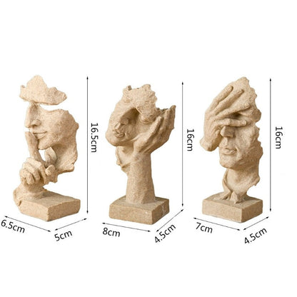 3-Piece Abstract Face Figurines