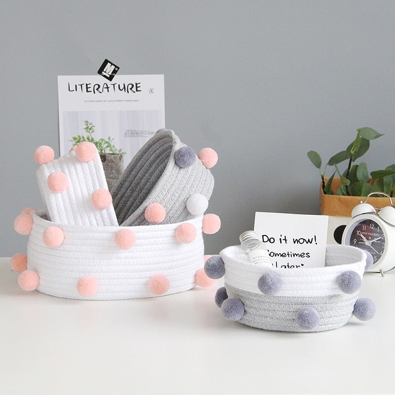 Rope and Pompom Organiser Basket