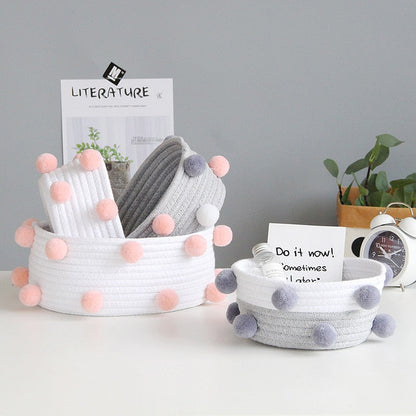 Rope and Pompom Organiser Basket