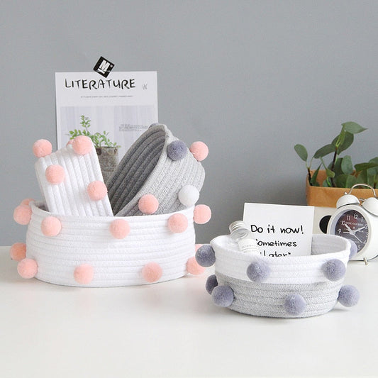Rope and Pompom Organiser Basket