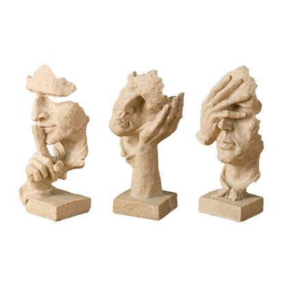 3-Piece Abstract Face Figurines