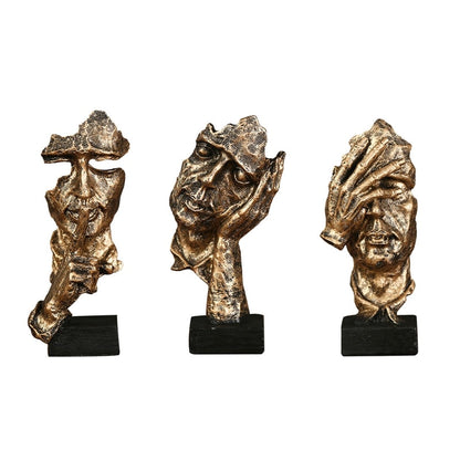 3-Piece Abstract Face Figurines