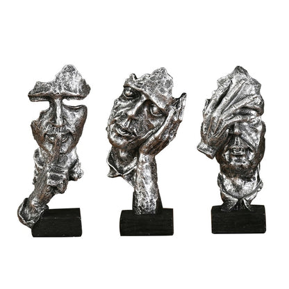 3-Piece Abstract Face Figurines