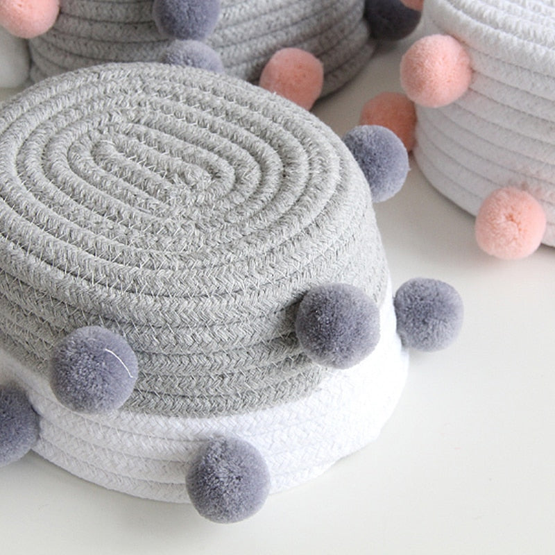Rope and Pompom Organiser Basket