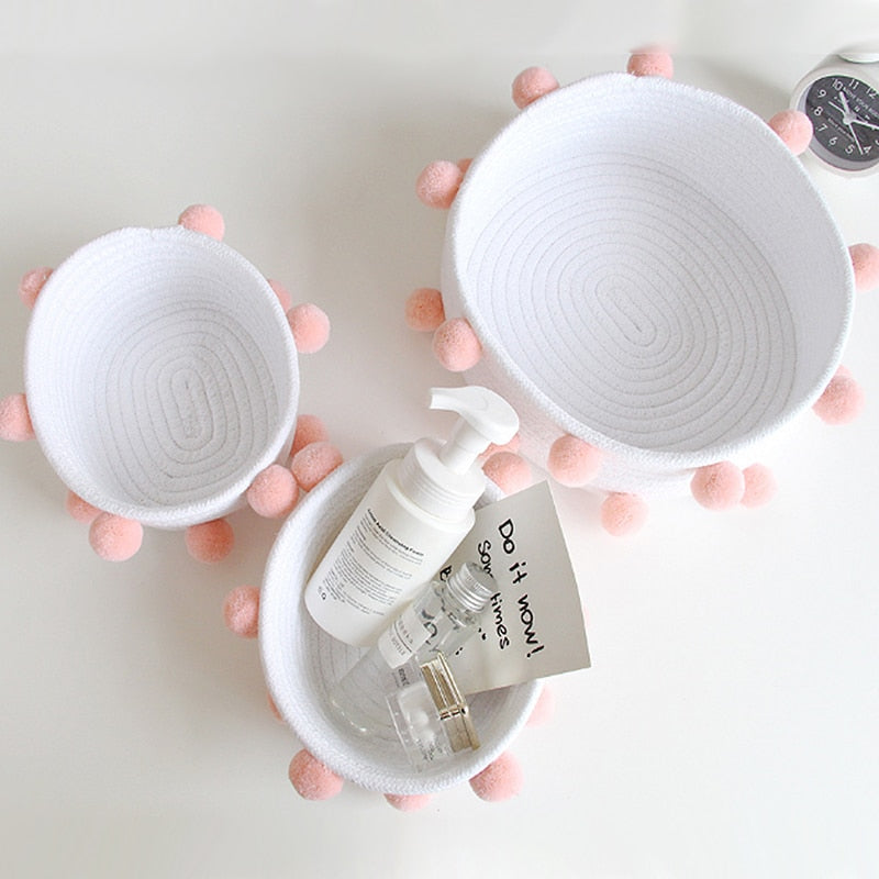 Rope and Pompom Organiser Basket