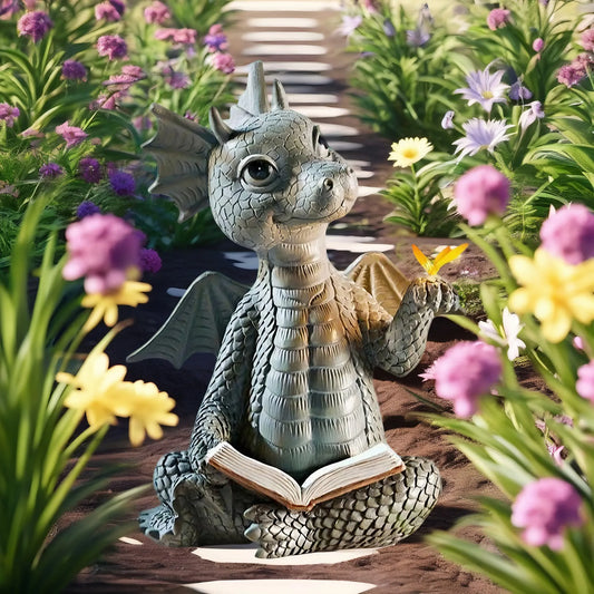 Enchanted Reader Dragon Sculpture