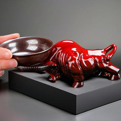 Red Guardian Bull Sculpture