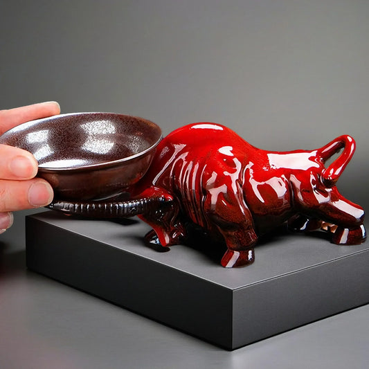 Red Guardian Bull Sculpture