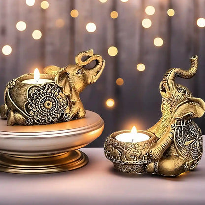 Lucky Elephant Candlestick Sculpture