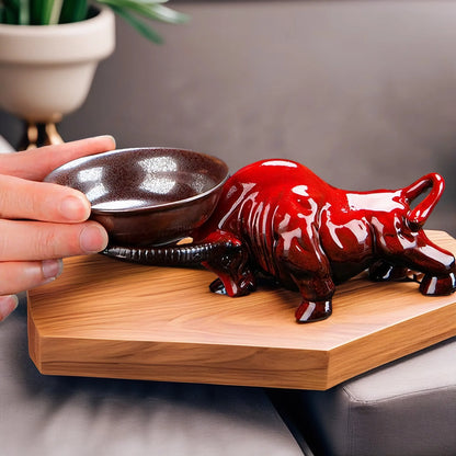 Red Guardian Bull Sculpture