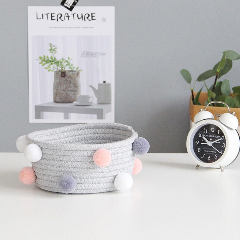 Rope and Pompom Organiser Basket