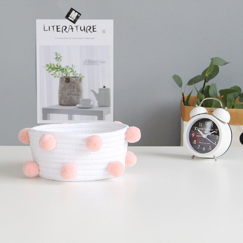 Rope and Pompom Organiser Basket