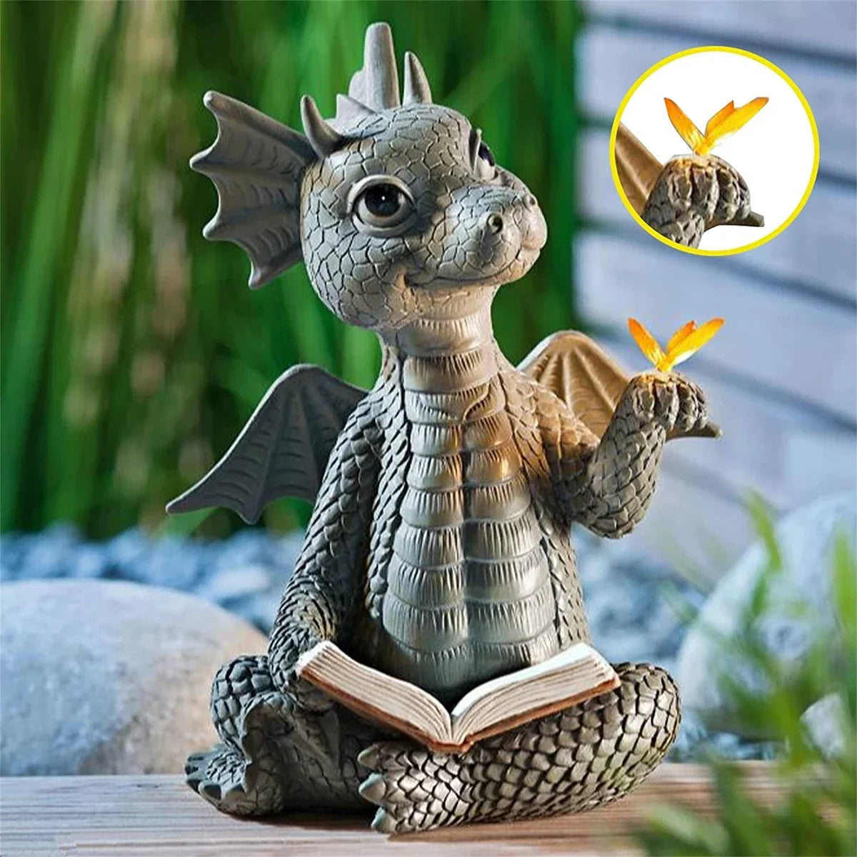 Enchanted Reader Dragon Sculpture
