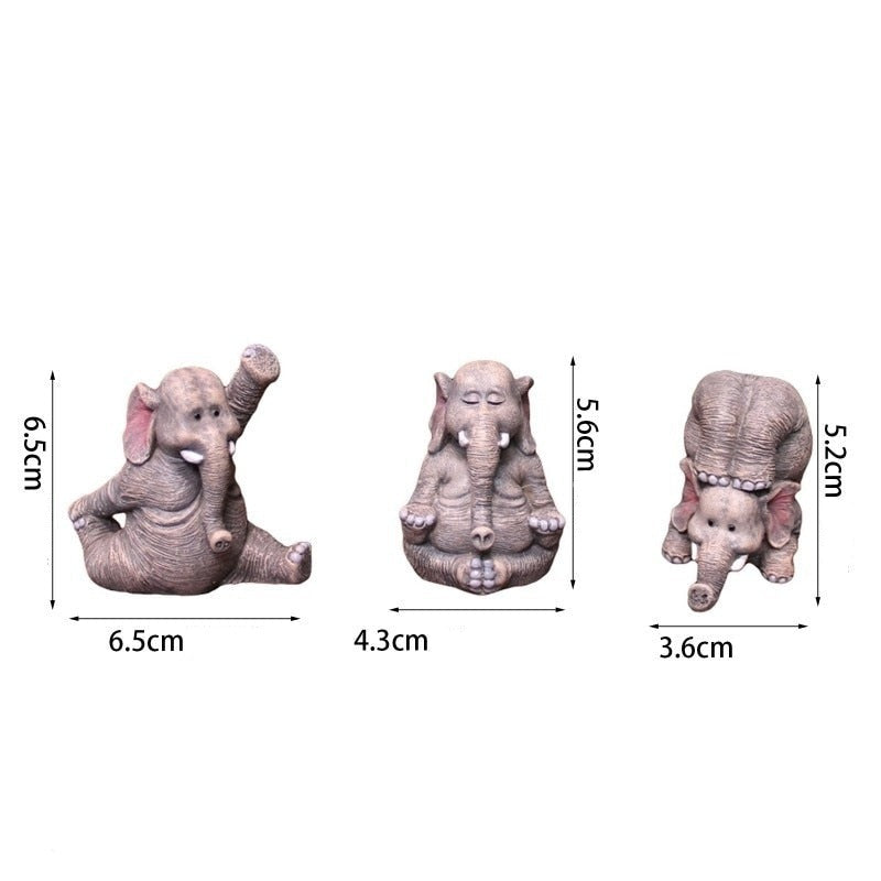 Yoga Elephant Family Figurines 3 pieces