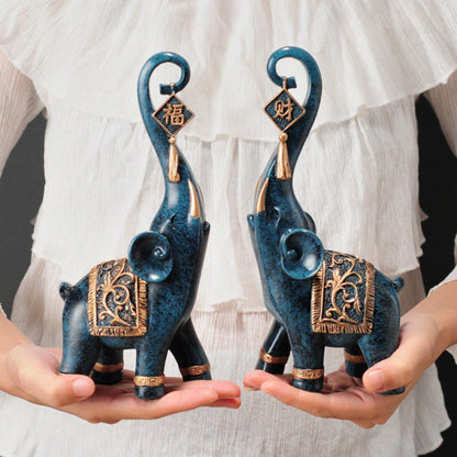 2-Piece Prosperity Elephant Figurines