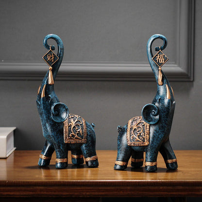 2-Piece Prosperity Elephant Figurines