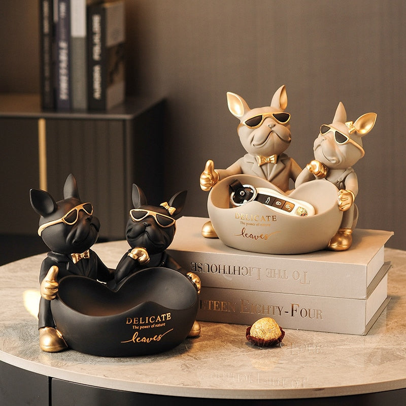 Limited Edition Bulldog Couple [Gift Wooden Stand]