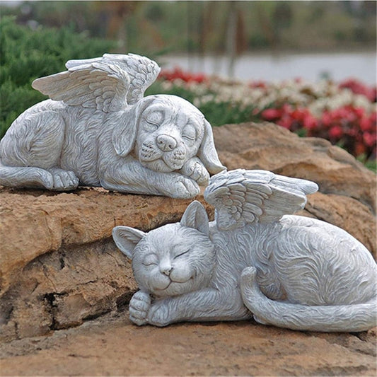 Angel Dog and Cat Figurine