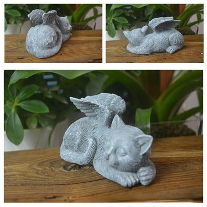 Angel Dog and Cat Figurine