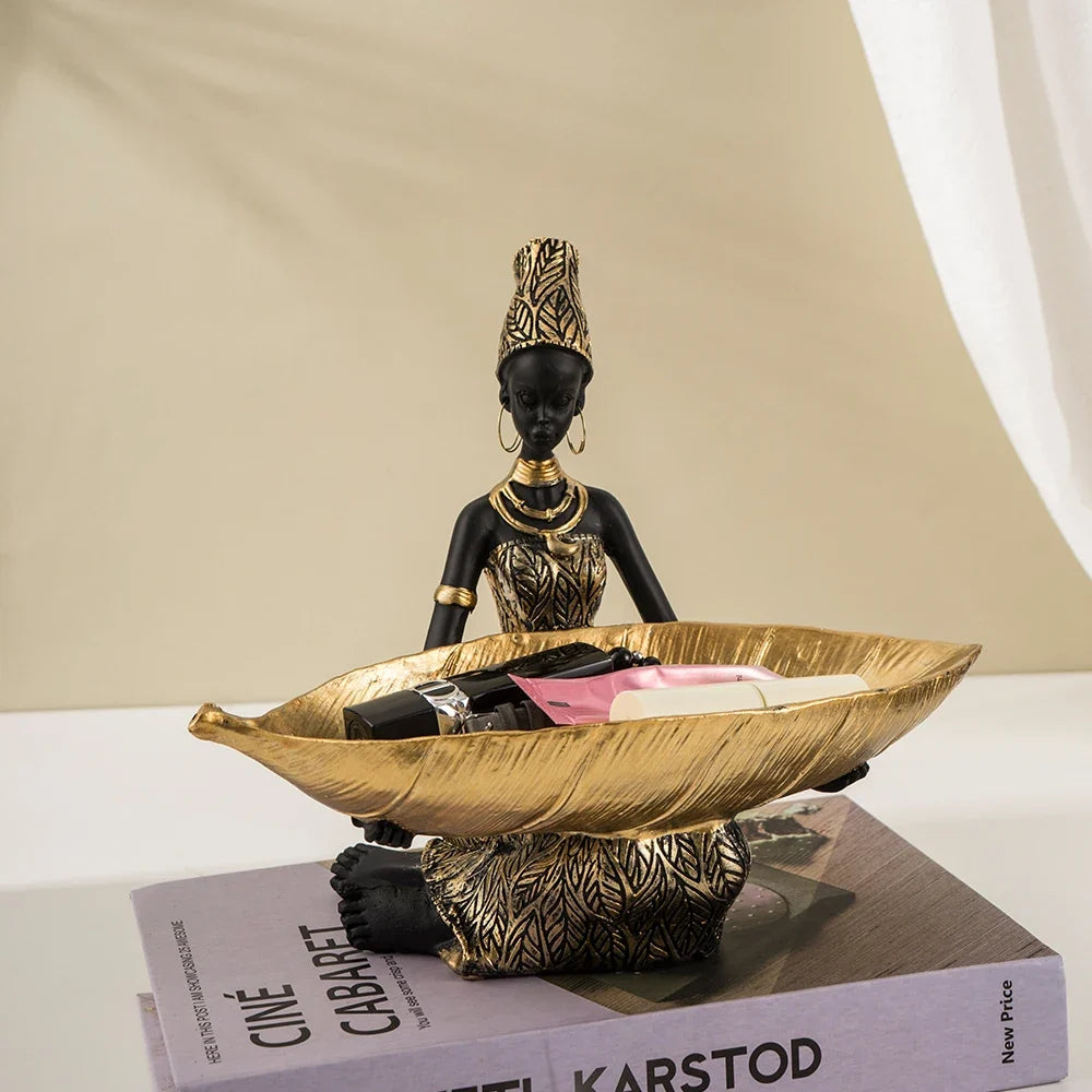 African Figurine with Tray