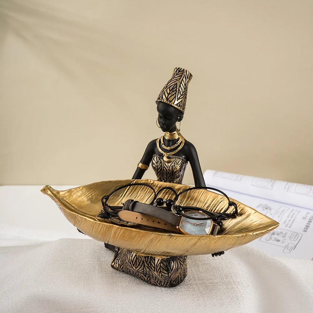 African Figurine with Tray