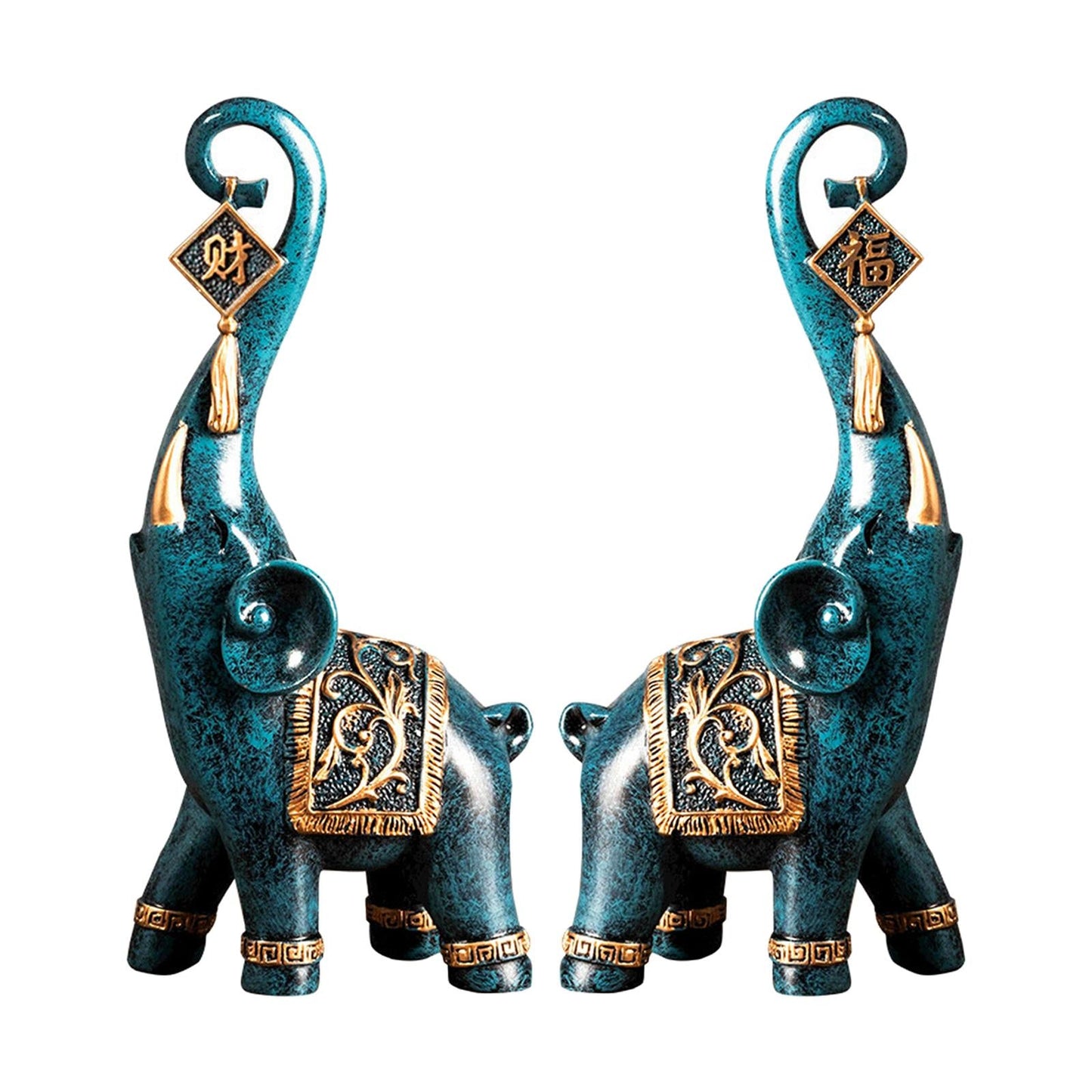 2-Piece Prosperity Elephant Figurines
