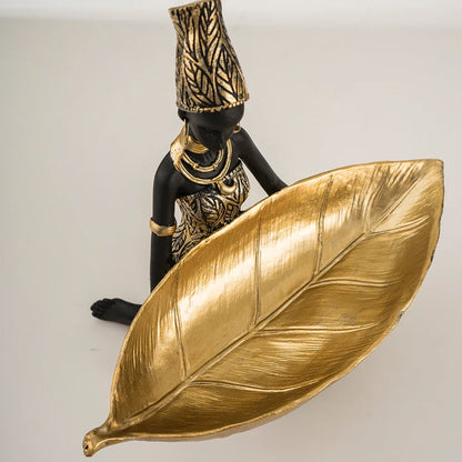 African Figurine with Tray