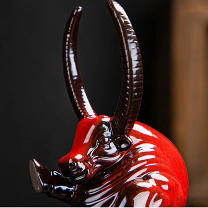 Red Guardian Bull Sculpture