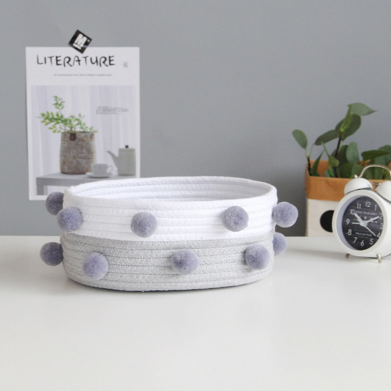Rope and Pompom Organiser Basket