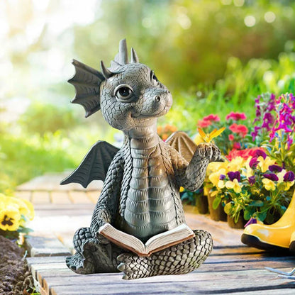 Enchanted Reader Dragon Sculpture