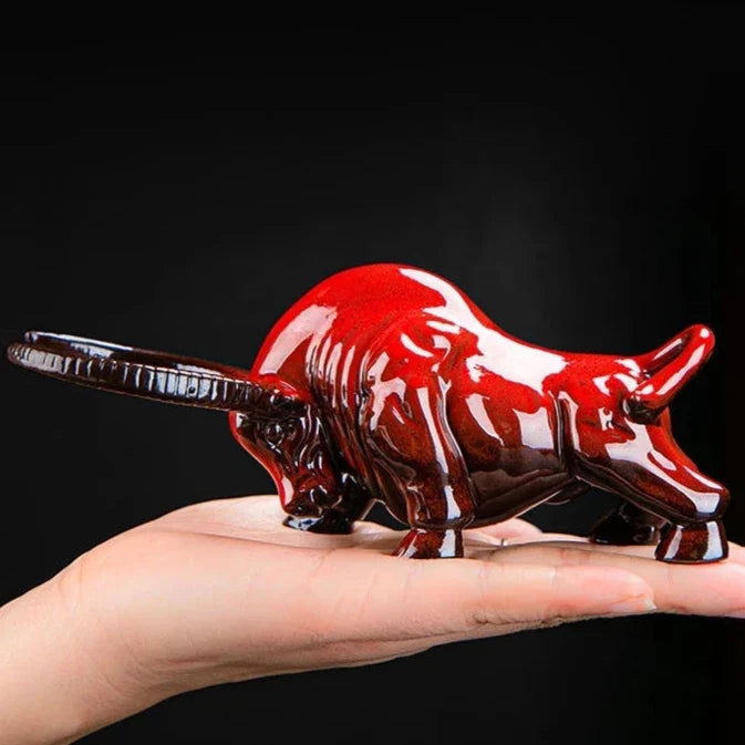 Red Guardian Bull Sculpture