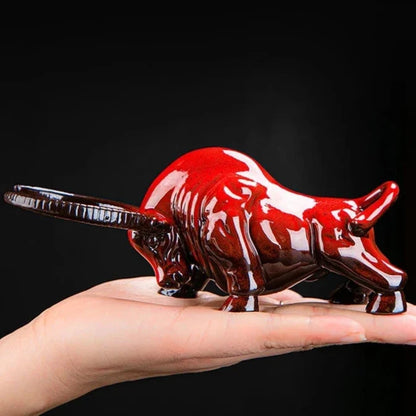 Red Guardian Bull Sculpture