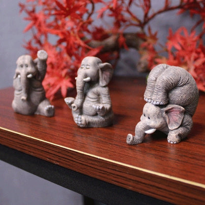 Yoga Elephant Family Figurines 3 pieces