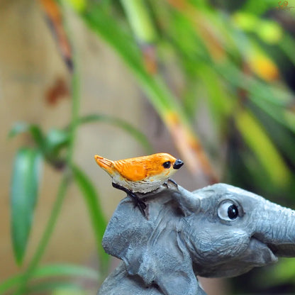Elephant Figurine with Birds