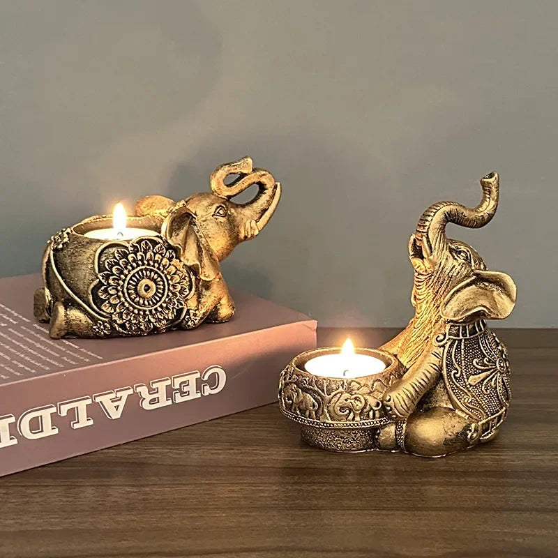 Lucky Elephant Candlestick Sculpture