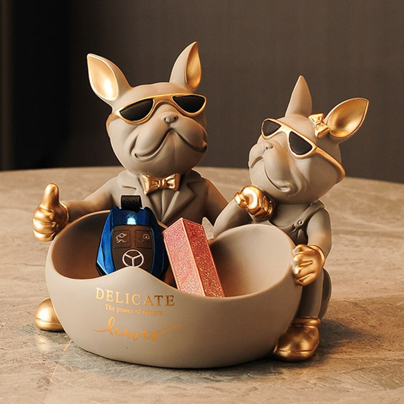 Limited Edition Bulldog Couple [Gift Wooden Stand]