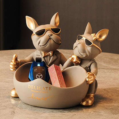 Limited Edition Bulldog Couple [Gift Wooden Stand]