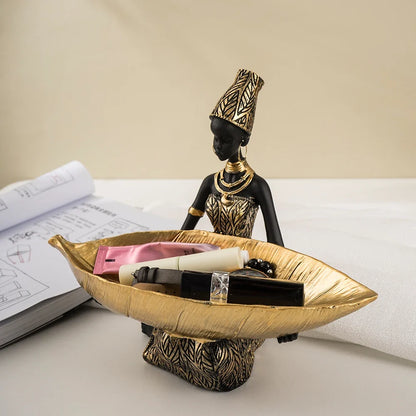 African Figurine with Tray