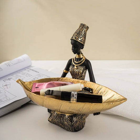 African Figurine with Tray