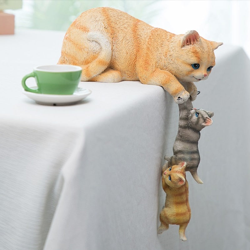 3-Piece Cat Family Figurines