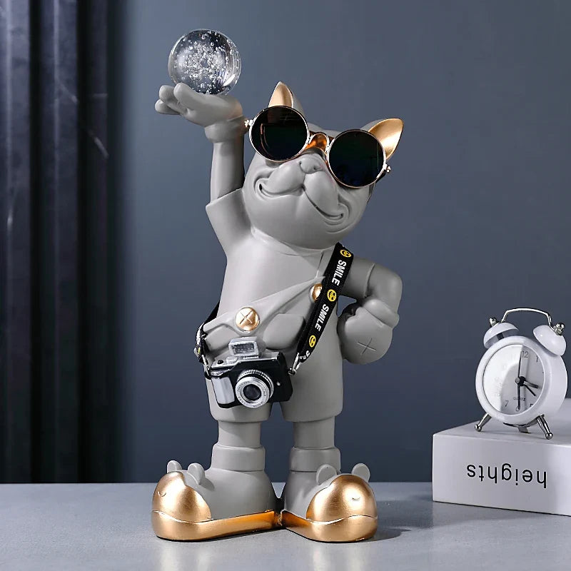 Bulldog Photographer Figurine