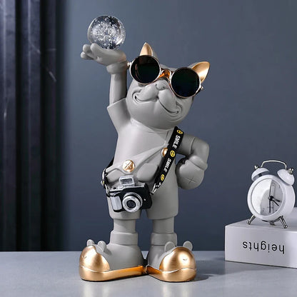Bulldog Photographer Figurine