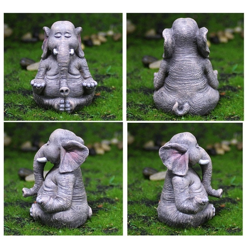 Yoga Elephant Family Figurines 3 pieces
