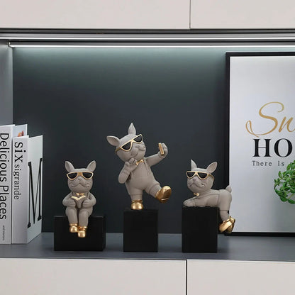 Bulldog Figurine Set