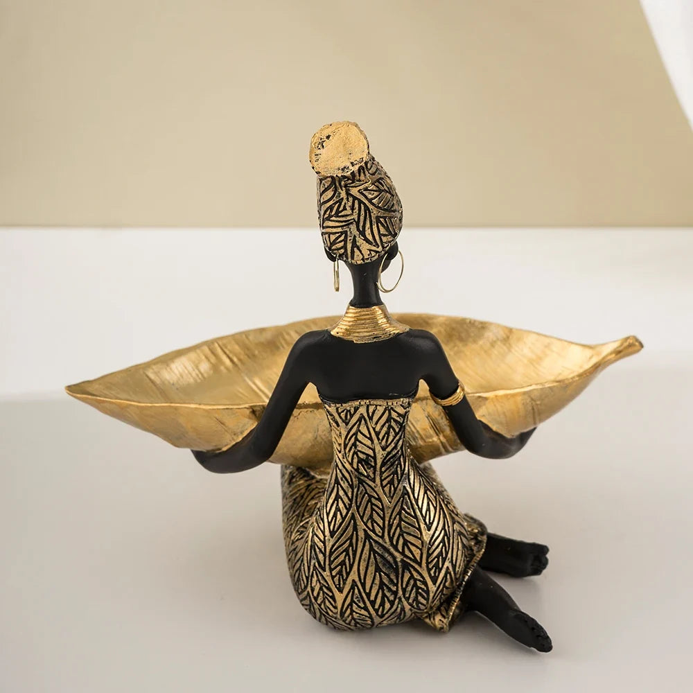African Figurine with Tray